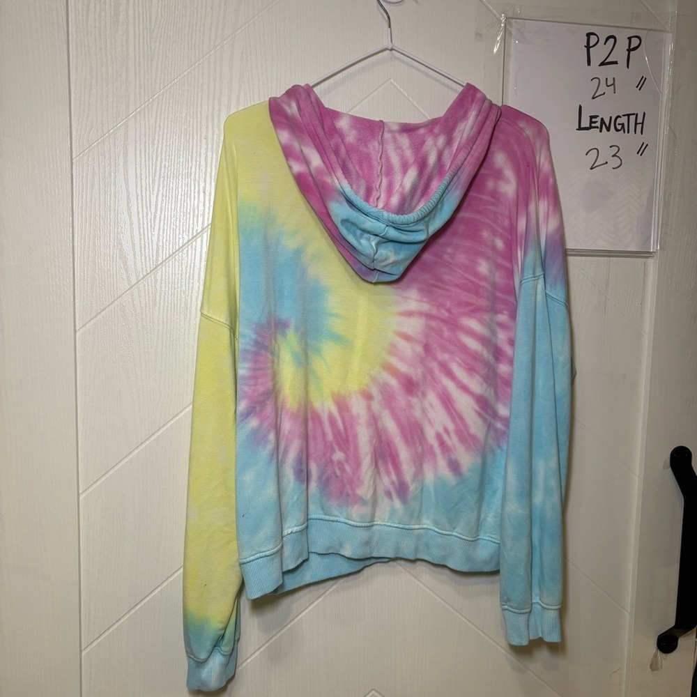 Harlow Tie Dye Spiral Hoodie Soft Viscose Blend‎ Boho Pastel Swirl Sweatshirt M - Picture 6 of 7